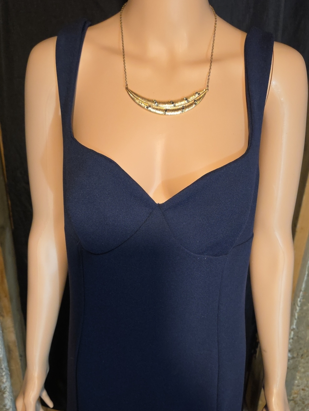 Sleek Navy Sculpted Bust Tank Dress